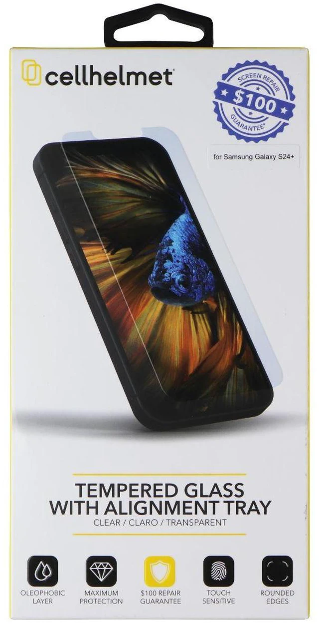 Main image of CellHelmet Tempered Glass with Alignment Tray for Samsung Galaxy S24+