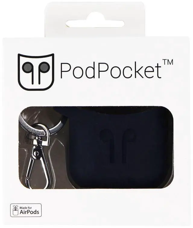 Main image of PodPocket Airpods Case with Keychain for Apple Airpods - Indigo Blue (PP-1002)