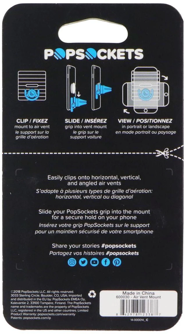 Main image of PopSockets Car Vent Mount for PopGrips - Black