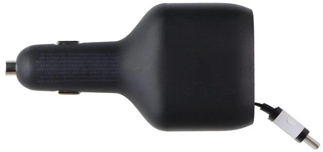 Main image of Belkin (75W) BoostCharge Dual Port Car Charger w/Retractable USB-C Cable - Black