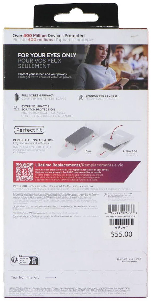 Main image of ZAGG Invisible Shield Privacy XTR Glass Screen Protector for Apple iPhone 17 Air