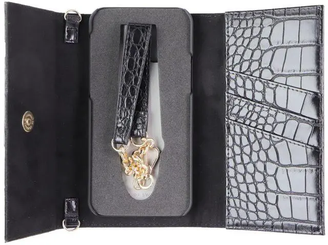 Main image of iDeal of Sweden Signature Clutch Case for iPhone 12 and 12 Pro - Jet Black Croco