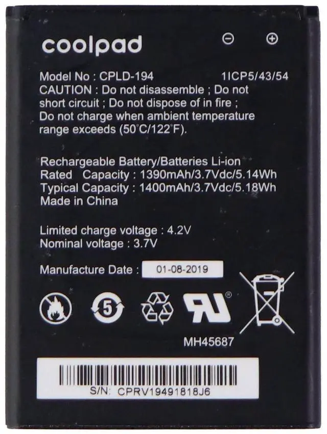 Main image of Coolpad OEM Rechargeable 3.7V 1390/1400mAh Battery - Black (CPLD-194)