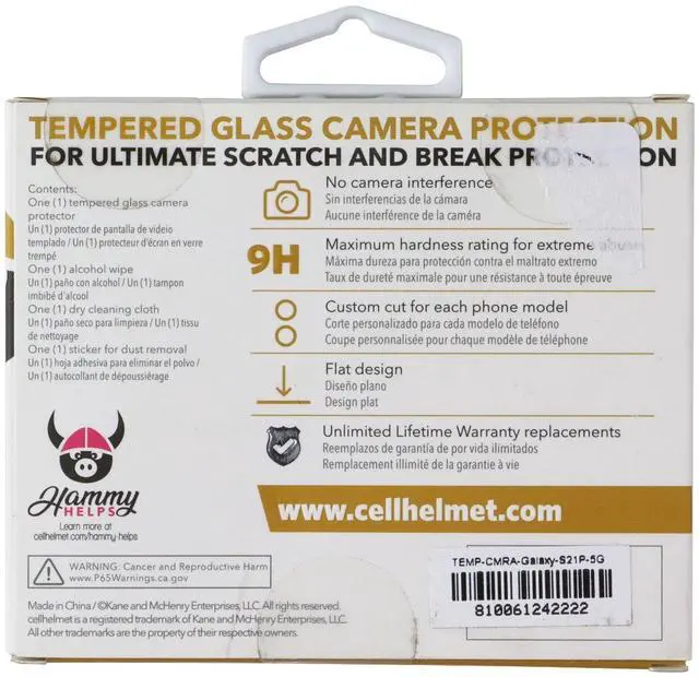 Main image of CellHelmet Tempered Glass Camera Protector for Galaxy S21+ Plus - Black