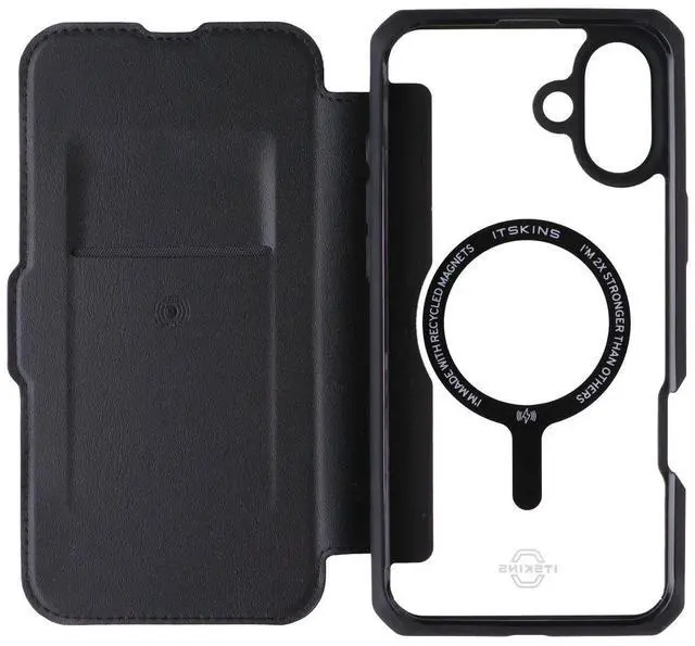 Main image of ITSKINS Hybrid_R // MagFolio Case for MagSafe for Apple iPhone 16 Plus - Black