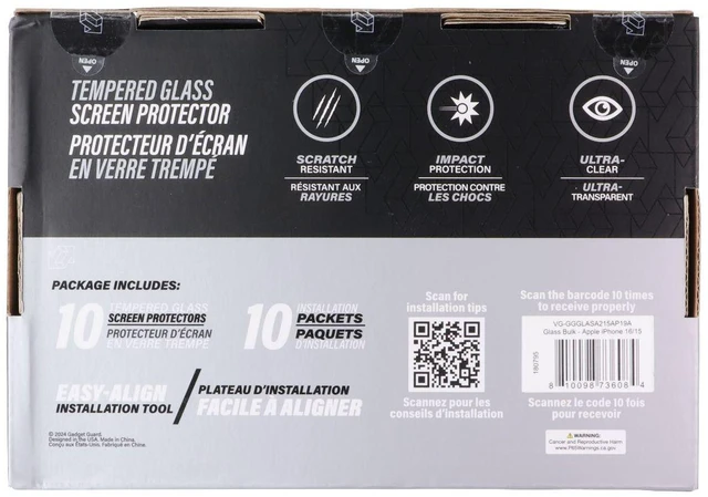 Main image of Gadget Guard Glass Series Screen Protector for Apple iPhone 16/15 - Bulk 10 Pack