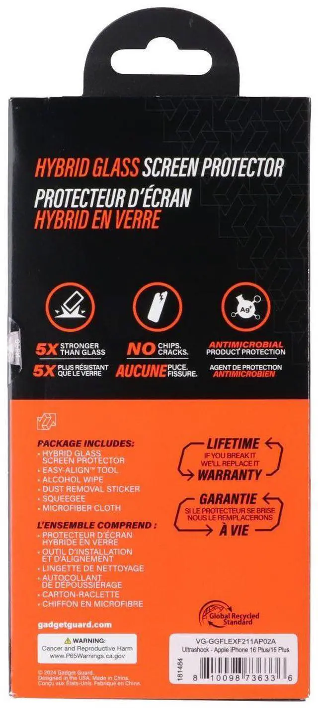 Main image of Gadget Guard Ultrashock Screen Protector for Apple iPhone 16 Plus/15 Plus