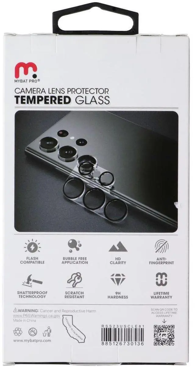 Main image of MyBat Pro Tempered Glass Lens Protector (2.5D) for Samsung Galaxy S23 Ultra