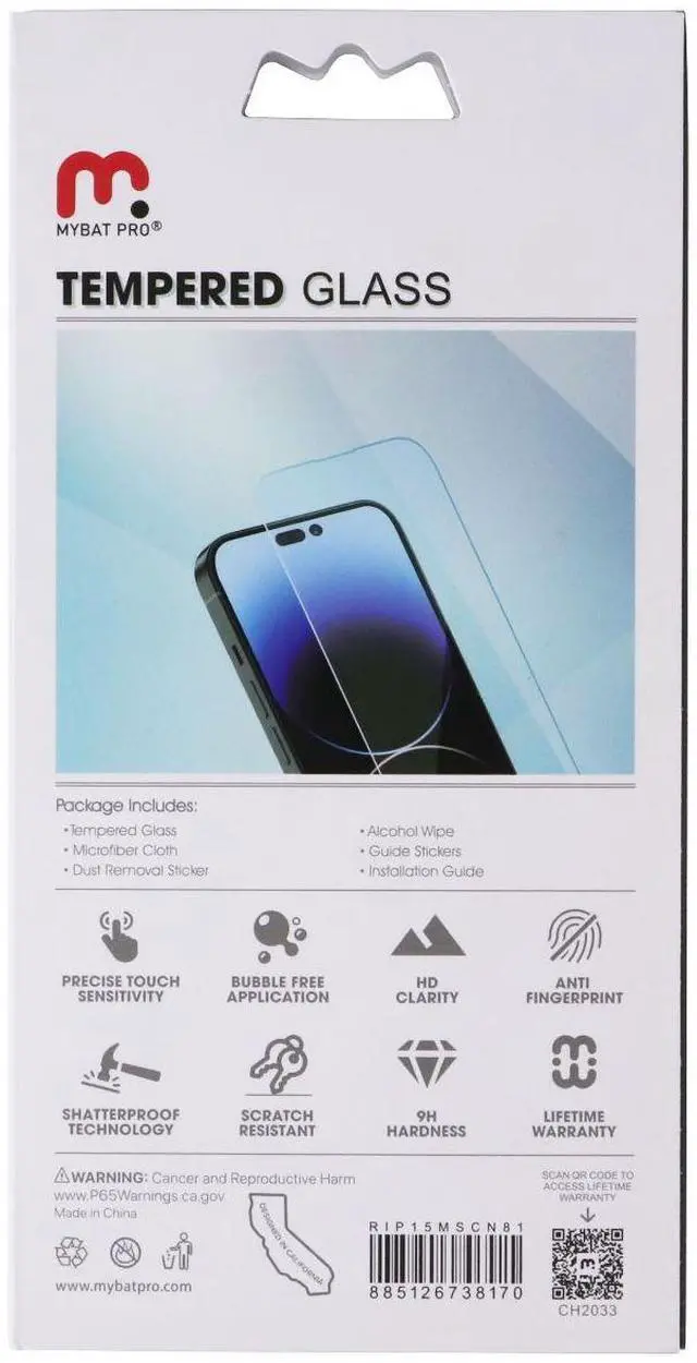 Main image of MyBat Pro Tempered Glass Screen Protector for Apple iPhone 15 Plus