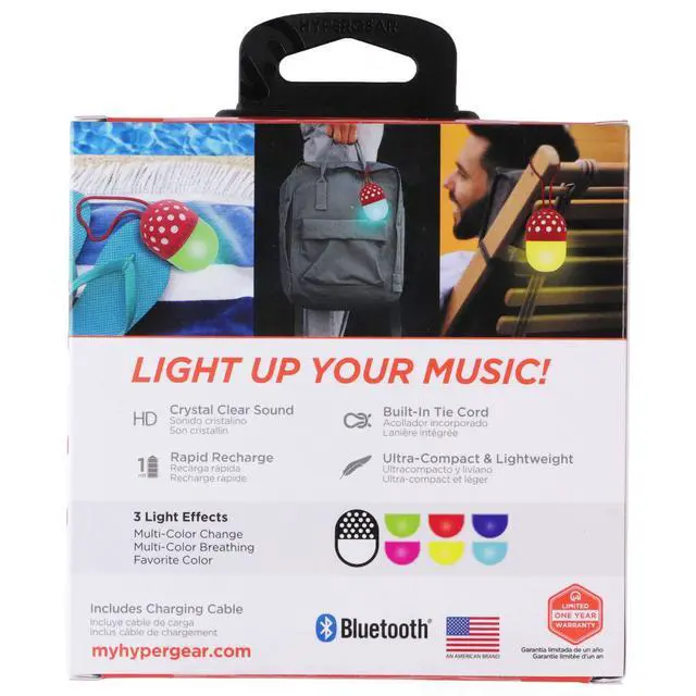 Alt view image 4 of 4 - HyperGear 15716 Go-Glo Indoor and Outdoor Bluetooth Light-up-LED 3-Watt Portable Speaker (Red)