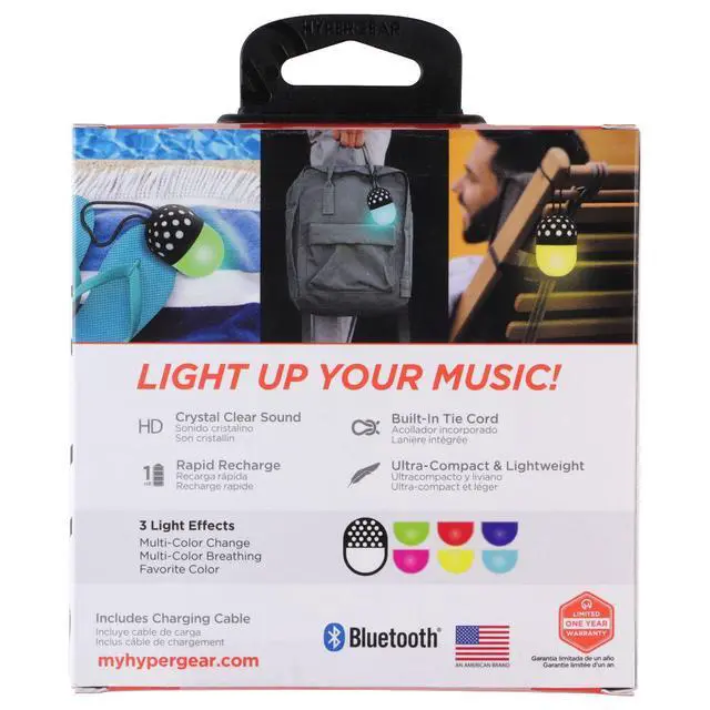 Alt view image 4 of 4 - HyperGear 15715 Go-Glo Indoor and Outdoor Bluetooth Light-up-LED 3-Watt Portable Speaker (Black)