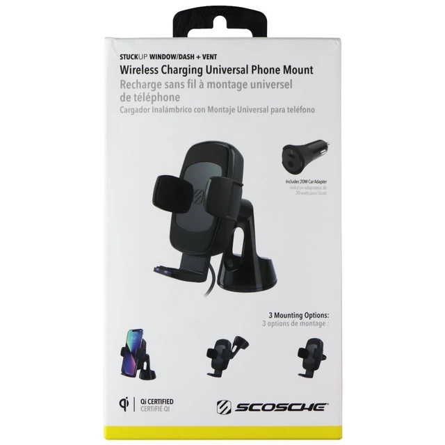 Alt view image 7 of 7 - Scosche StuckUp Qi Wireless Charging Phone Mount for Window/Dash/Vent (UQ3WDV)