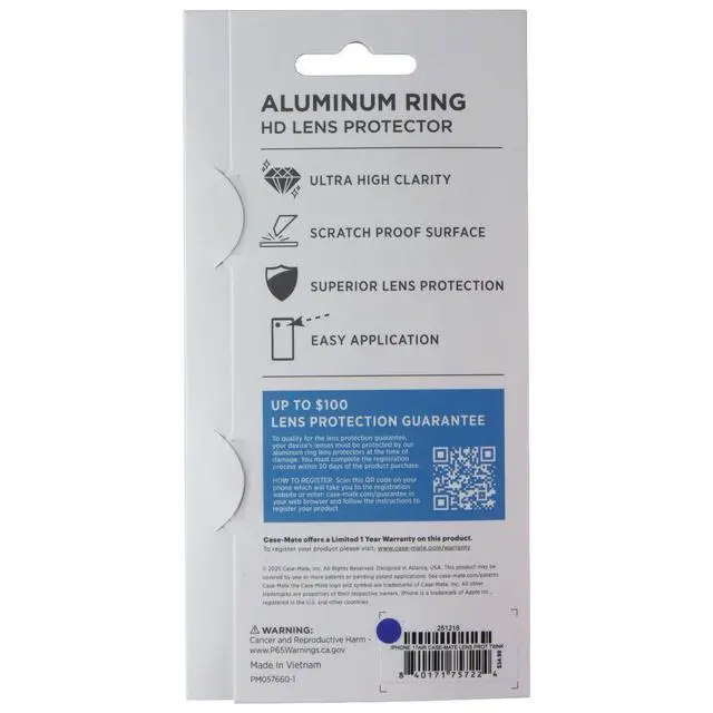 Alt view image 2 of 2 - Case-Mate Aluminum Ring HD Lens Protector for Apple iPhone 17 Air - Twinkle