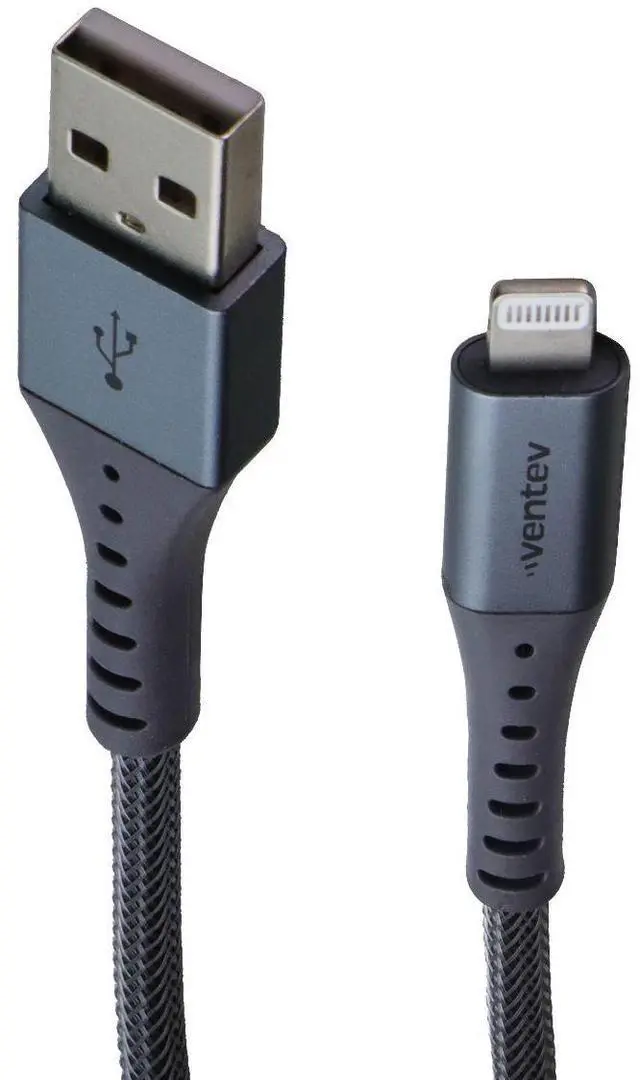 Alt view image 2 of 4 - Ventev 10 Foot Alloy High Speed USB-A to Lightning 8-Pin Cable - Gray