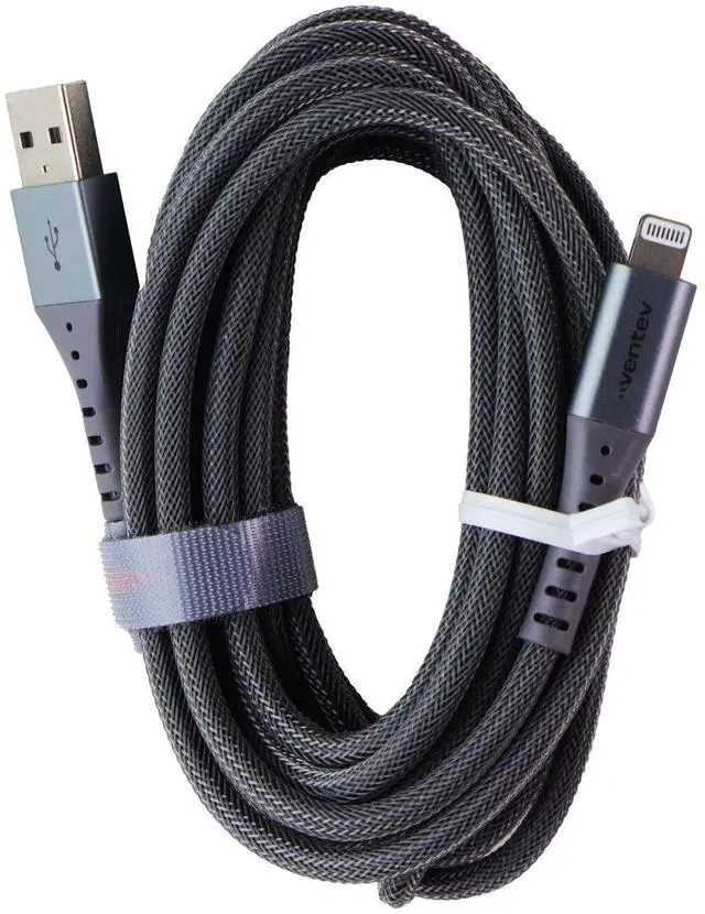Alt view image 3 of 4 - Ventev 10 Foot Alloy High Speed USB-A to Lightning 8-Pin Cable - Gray