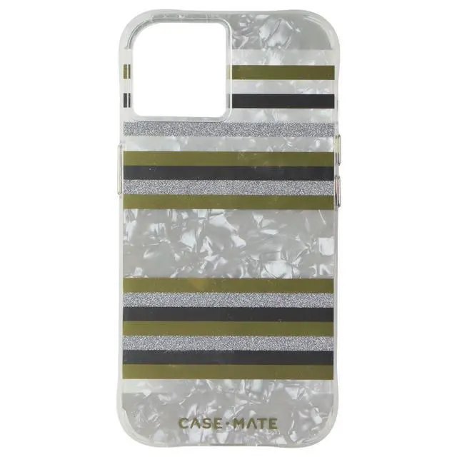 Alt view image 2 of 3 - Case-Mate Hard Case for Apple iPhone 14 and iPhone 13 - Pearl Stripes