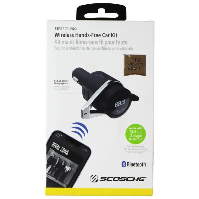 Alt view image 7 of 7 - Scosche USB-C and Type-A Wireless Hands-Free Car Kit - Black (BTFMPD3SR-SP)