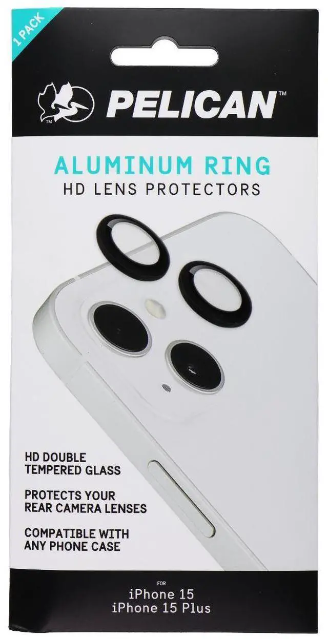 Alt view image 2 of 2 - Pelican Aluminum Ring HD Lens Protectors for iPhone 15/15 Plus - Black