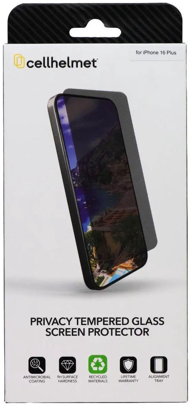 Main image of CellHelmet Tempered Glass Screen Protector for Apple iPhone 16 Plus - Privacy