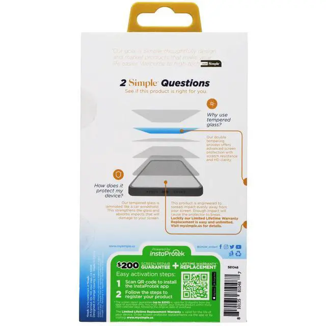 Alt view image 2 of 2 - Simple Tempered Glass Screen Protector for Apple iPhone 15 Pro Max