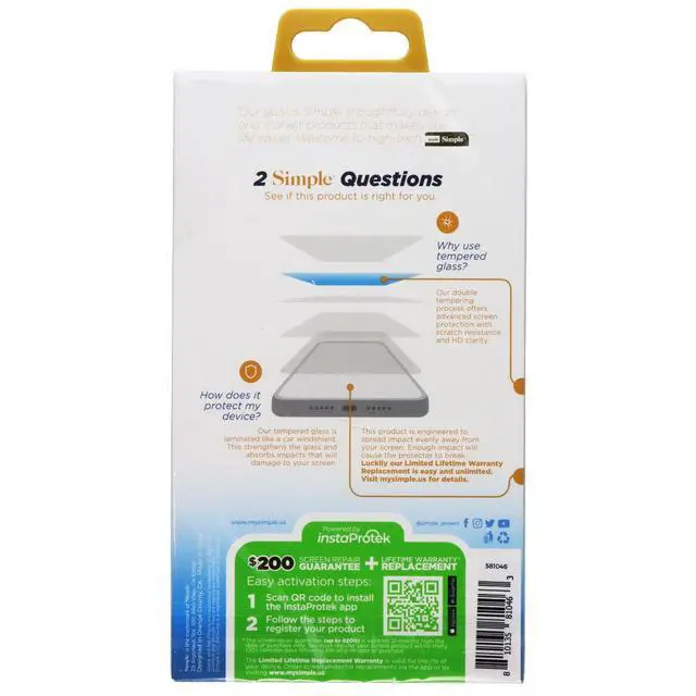 Alt view image 2 of 2 - Simple Tempered Glass Screen Protector for Apple iPhone 15/15 Pro