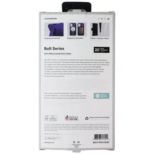 Alt view image 2 of 2 - ZIZO Bolt Series Bundle (MagSafe Case/Holster/Screen) for Apple iPhone 16 - Blue