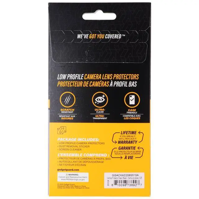 Alt view image 2 of 2 - Gadget Guard Glass Series Camera Protectors for Samsung Galaxy S25 - Black