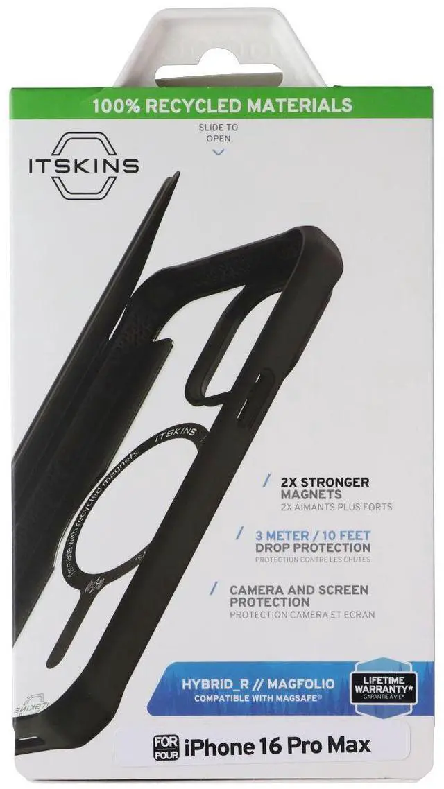 Main image of ITSKINS Hybrid_R Series Case for MagSafe for Apple iPhone 16 Pro Max - Black