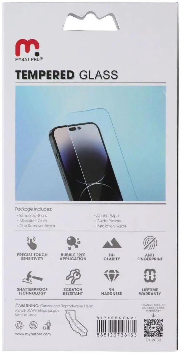 Alt view image 2 of 2 - MyBat Pro Tempered Glass Screen Protector for Apple iPhone 15 Pro