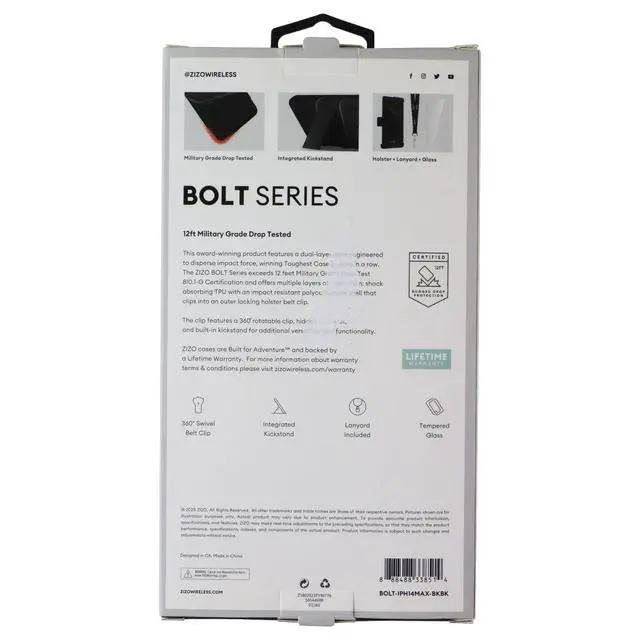 Alt view image 2 of 2 - ZIZO Bolt Series (Case / Screen / Holster) for Apple iPhone 14 Plus - Black