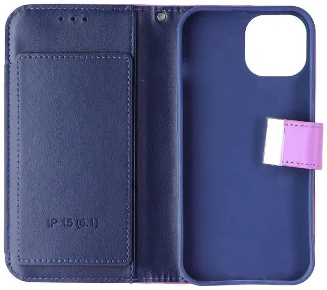 Alt view image 3 of 3 - MyBat Pro MyJacket Xtra Series Wallet Case for Apple iPhone 15 - Purple/Blue