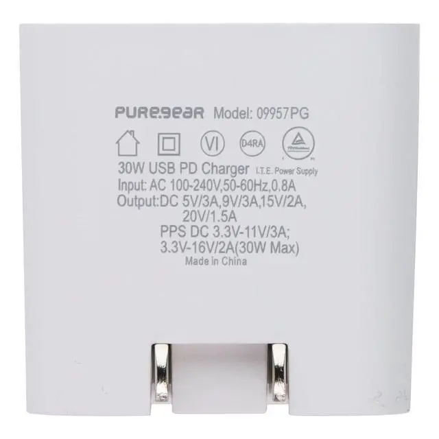 Alt view image 5 of 7 - PureGear Light Speed 30W USB-C Wall & Car Charger w/ USB-C Cable - White
