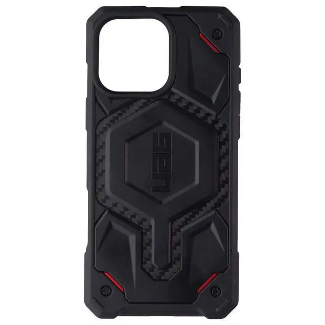 Alt view image 2 of 3 - UAG Monarch Pro Series Case for MagSafe for iPhone 16 Pro Max - Carbon Fiber/Red