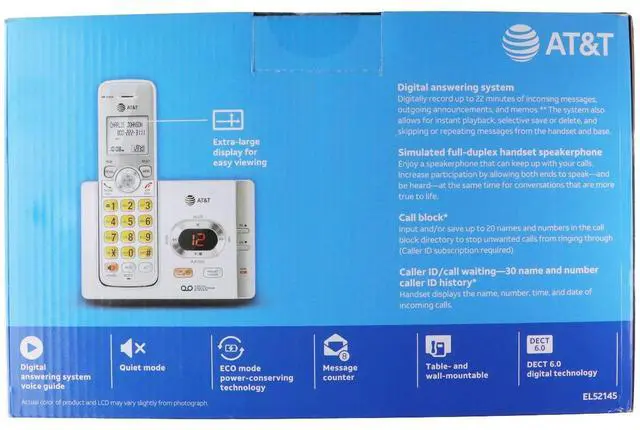 Alt view image 2 of 2 - AT&T Dect 6.0 Cordless Answering System with Caller ID/Call Waiting - 1 Handset