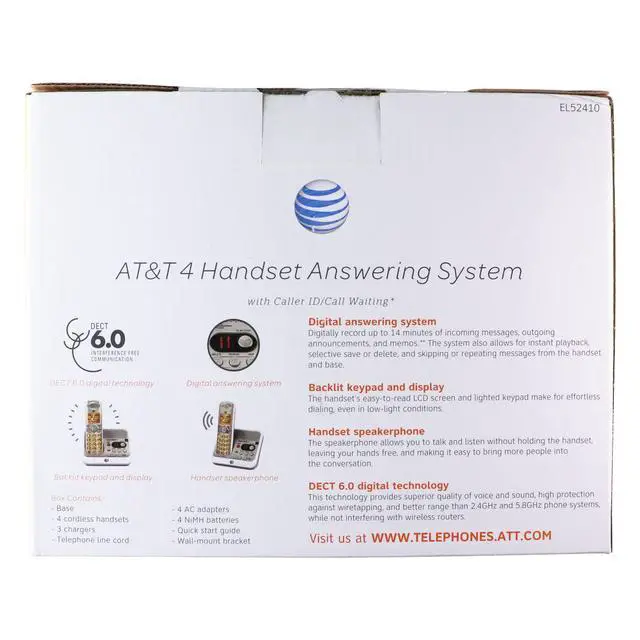 Alt view image 2 of 2 - AT&T (EL52410) 4 Handset Answering System with Caller ID/Call Waiting