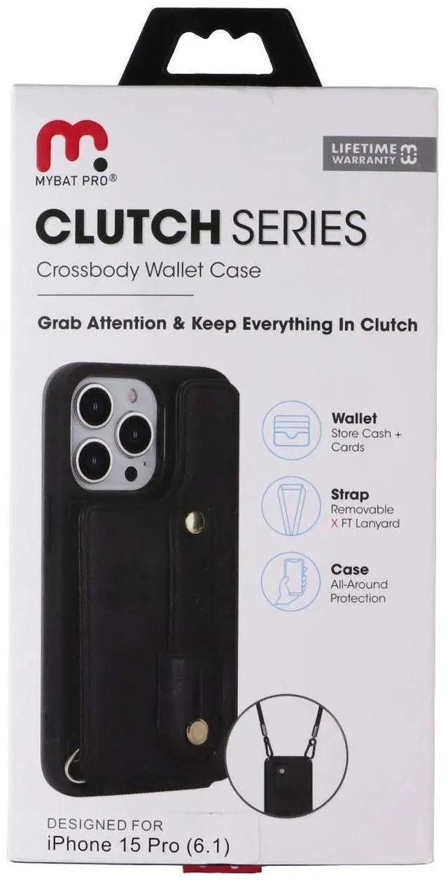 Main image of MyBat Pro Clutch Series Crossbody Wallet Case for Apple iPhone 15 Pro - Black