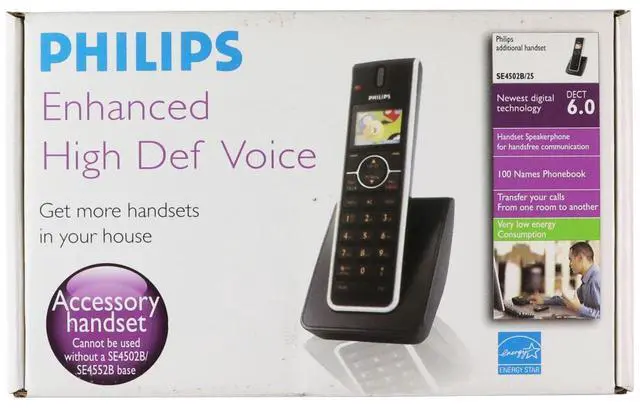 Main image of Philips (SE4502B/25) Enhanced High Def Voice Handset - Black/Gray