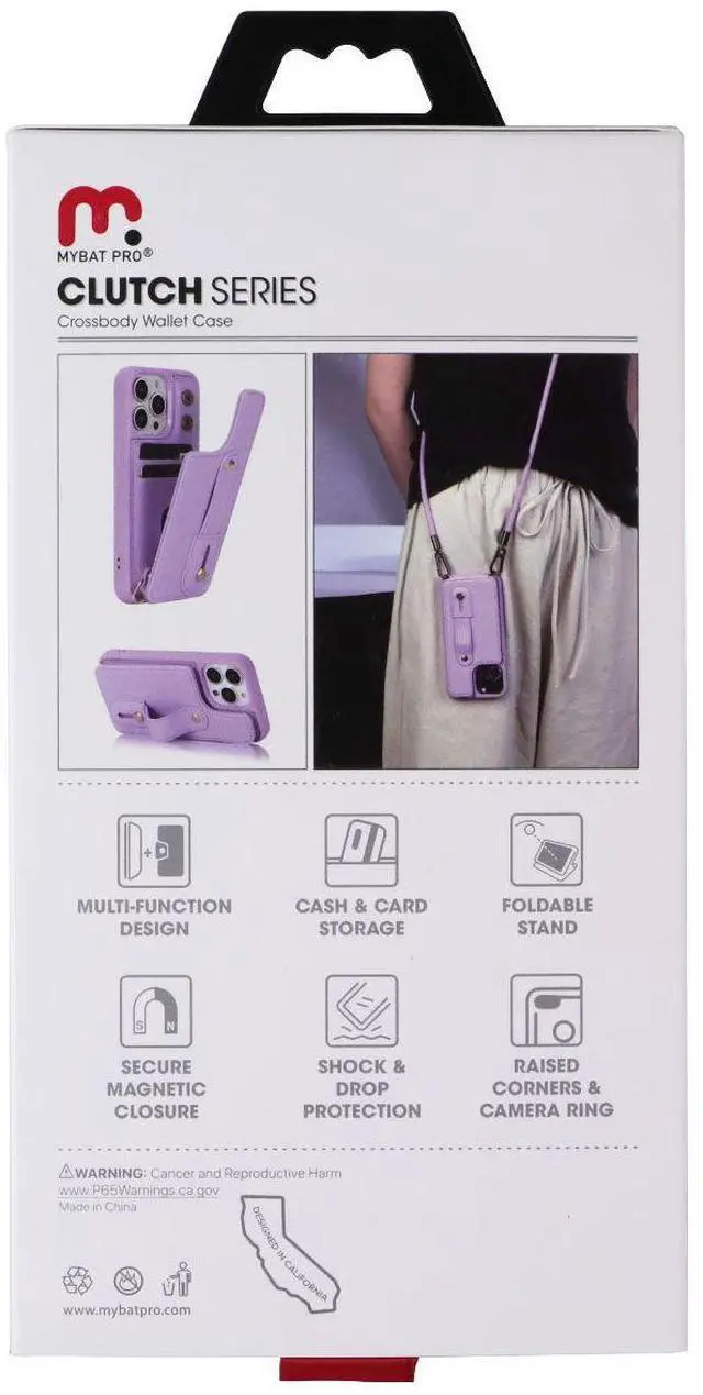 Alt view image 2 of 2 - Mybat Pro Clutch Series Crossbody Wallet Case for Apple iPhone 14/13 - Purple