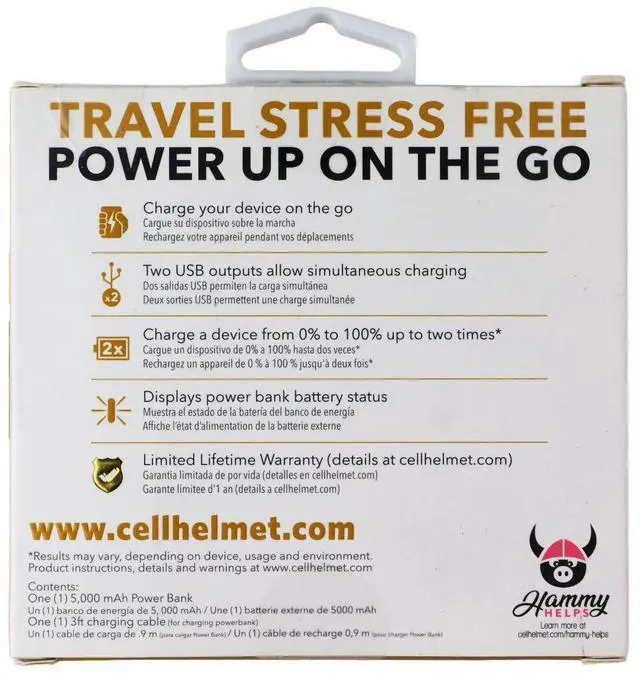 Alt view image 2 of 2 - CellHelmet 5K mAh 2 USB Port Portable Battery Charger Power Bank - White