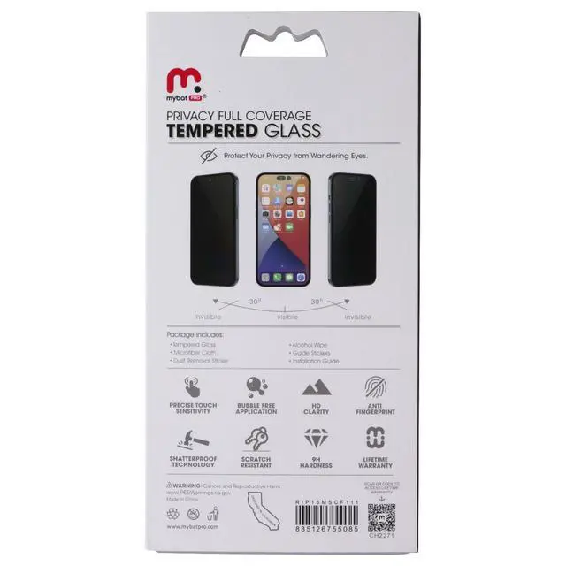 Alt view image 2 of 2 - MyBat Pro Tempered Glass Full Coverage for Apple iPhone 16 Plus - Privacy