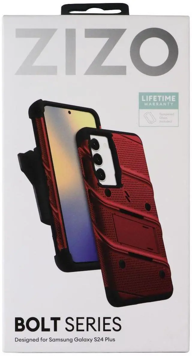 Main image of Zizo Bolt Series Case and Holster for Samsung Galaxy (S24+) - Red/Black