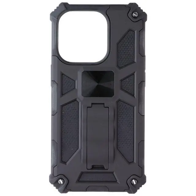 Alt view image 2 of 3 - MyBat Sturdy Hybrid Series Case with Kickstand for Apple iPhone 14 Pro - Black