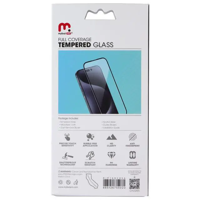 Alt view image 2 of 2 - MyBat Pro Full Coverage Tempered Glass for Apple iPhone 16 - Black Border