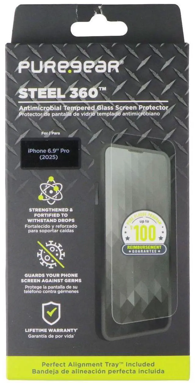 Main image of PureGear Steel 360 Tempered Glass Screen Protector for Apple iPhone 17 Pro Max