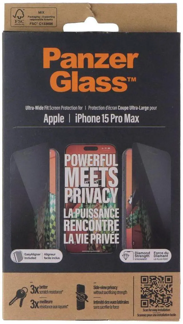 Main image of Panzer Ultra-Wide Privacy Screen Tempered Glass for Apple iPhone 15 Pro Max