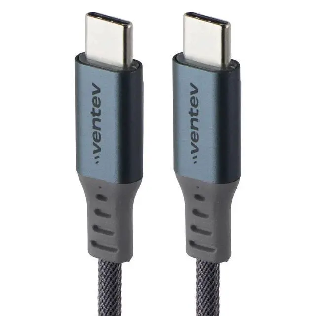 Alt view image 2 of 4 - Ventev (4-Ft) Alloy USB-C to USB-C Charge/Sync Braided Cable - Steel Gray