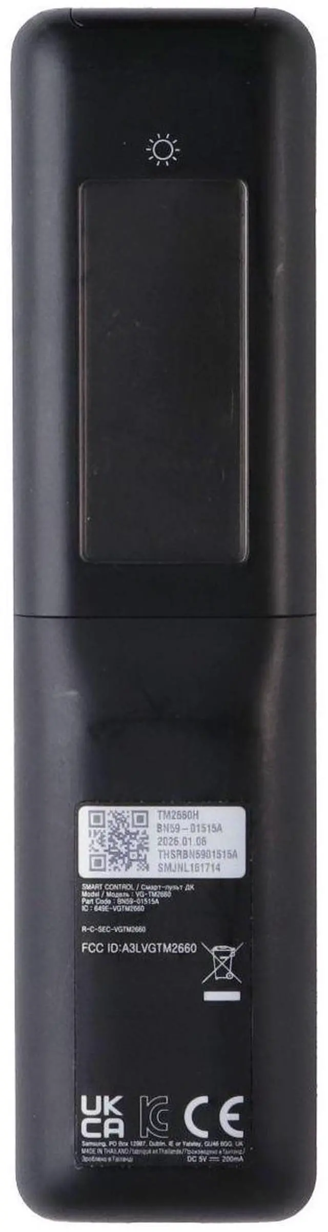 Main image of Samsung TM2660H Solar Voice Control TV Remote (BN59-01515A) with Hotkeys - Black