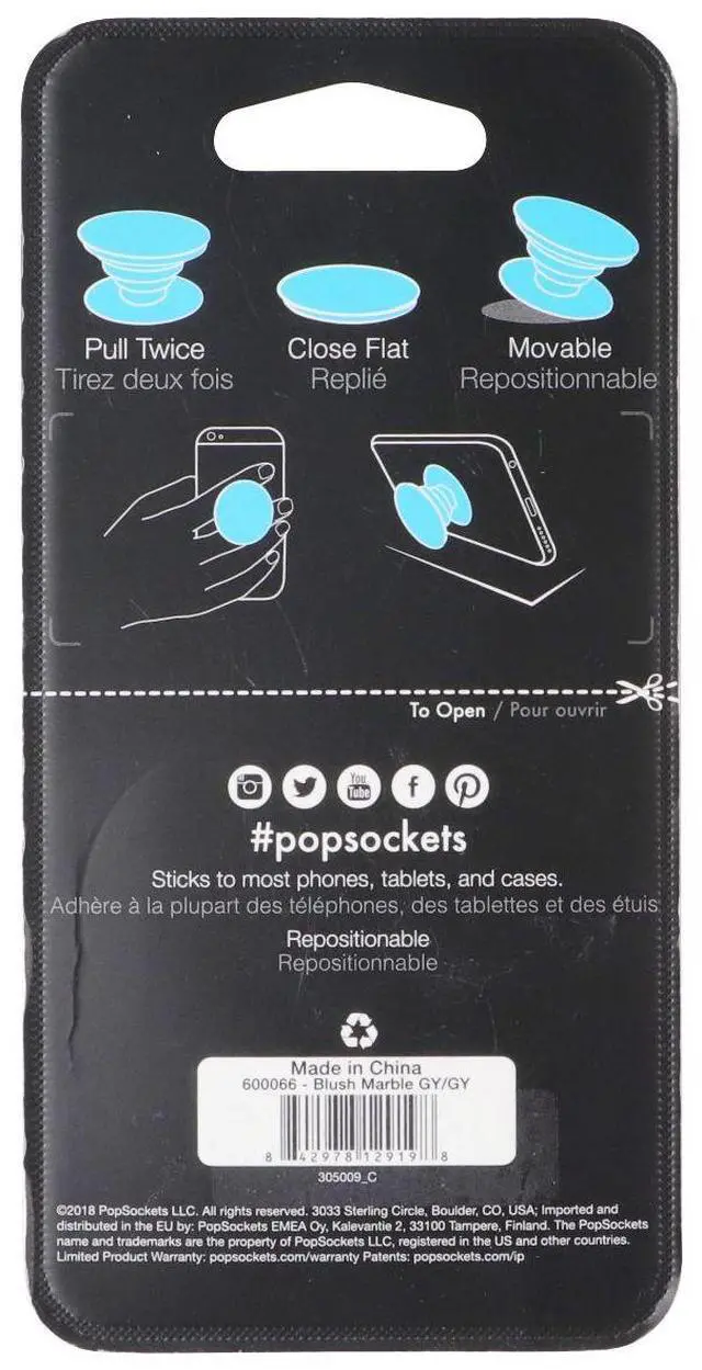 Main image of PopSockets: Collapsible Grip & Stand for Phones and Tablets - Blush Marble