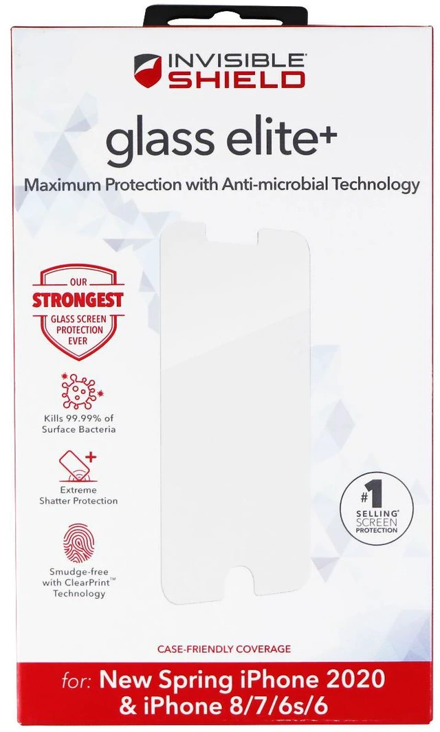 Alt view image 2 of 4 - ZAGG Invisible Shield Elite+ Glass Screen Protector for iPhone 8/7/6s/6 - Clear