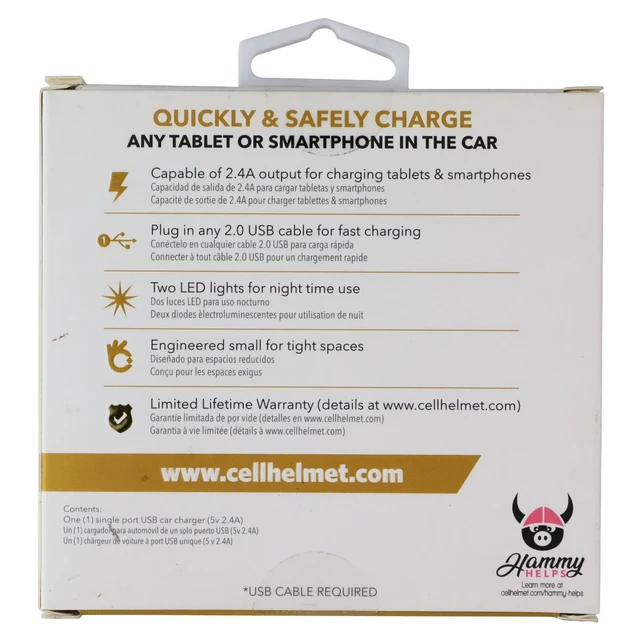 Alt view image 2 of 2 - CellHelmet Single Port 2.4A USB Car Charger - Black